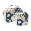 2 Pack Clear Decorative Small Toiletry Bag TSA Approved Chinese Style Peonies Floral Pattern Multifunctional Makeup Brush Bag Shaving Essentials de maquillaje view 2