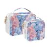 2 Pack Clear Decorative Men Toiletry Bag TSA Approved Hyacinth Flower Mild and Fresh Style Pink Light Blue Reusable Makeup Brush Bag Mens Shaving kit maquillaje view 2