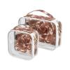 2 Pack Clear Decorative Hanging Toiletry Bags TSA Approved Rose Gold Texture Portable Clear Makeup Bag Shaving Essentials para maquillaje view 1