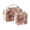 2 Pack Clear Decorative Hanging Toiletry Bags TSA Approved Rose Gold Texture Portable Clear Makeup Bag Shaving Essentials para maquillaje view 2
