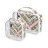 2 Pack Clear Decorative Makeup and Toiletry TSA Approved Boho Red and Green Irregular Texture Multifunctional Makeup Brush Bag Mens Shaving kit maquillaje para view 1