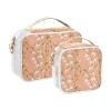 2 Pack Clear Decorative Hanging Toiletry Bag TSA Approved Aesthetic Bellflower Peach Reusable Travel Makeup Bag Mens Shaving kit maquillaje para view 2