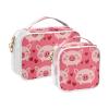 2 Pack Clear Decorative Hanging Toiletry Travel TSA Approved Happy Valentine Cartoon Pig Red Reusable Makeup Bag Travel Airport Airline Compliant Bolsa de almacenamiento view 2