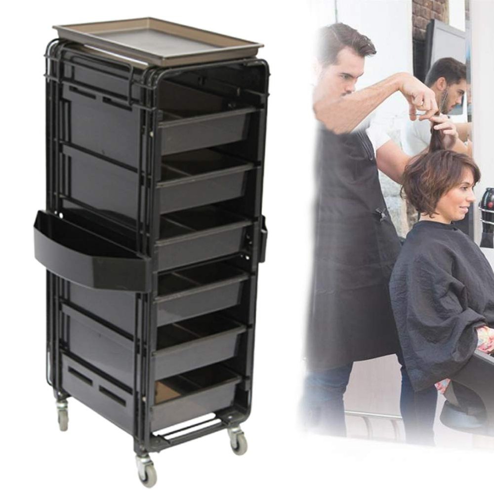 Salon Trolley Rolling Hairdressing Beauty Tool Storage with 6 Drawers Hair Dryer Service Tray for Spa Makeup