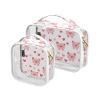 2 Pack Clear Decorative Toiletry Bag for Women TSA Approved Happy Valentine Cartoon Pig White Multifunctional Makeup Brush Bag Travel Essential maquillaje para view 1