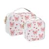 2 Pack Clear Decorative Toiletry Bag for Women TSA Approved Happy Valentine Cartoon Pig White Multifunctional Makeup Brush Bag Travel Essential maquillaje para view 2
