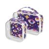 2 Pack Clear Decorative Mens Toiletry Bags for Traveling TSA Approved Cartoon Mystery Purple Eyes Waterproof Travel Cosmetic Bags for Women Shaving Essentials de maquillaje para view 1