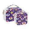 2 Pack Clear Decorative Mens Toiletry Bags for Traveling TSA Approved Cartoon Mystery Purple Eyes Waterproof Travel Cosmetic Bags for Women Shaving Essentials de maquillaje para view 2
