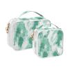 2 Pack Clear Decorative Toiletry Travel Bag TSA Approved Abstract Watercolor Mint Green Cream White Multifunctional Cosmetic Bag Travel Shaving Essentials maquillaje view 2
