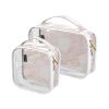 2 Pack Clear Decorative Toiletry Bag Large TSA Approved Rose Gold Luxury Marble Texture Reusable Small Cosmetic Bag Travel Essential maquillaje view 1