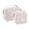 2 Pack Clear Decorative Toiletry Bag Large TSA Approved Rose Gold Luxury Marble Texture Reusable Small Cosmetic Bag Travel Essential maquillaje view 2