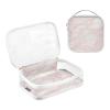 2 Pack Clear Decorative Toiletry Bag Large TSA Approved Rose Gold Luxury Marble Texture Reusable Small Cosmetic Bag Travel Essential maquillaje view 3