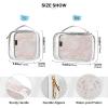 2 Pack Clear Decorative Toiletry Bag Large TSA Approved Rose Gold Luxury Marble Texture Reusable Small Cosmetic Bag Travel Essential maquillaje view 4