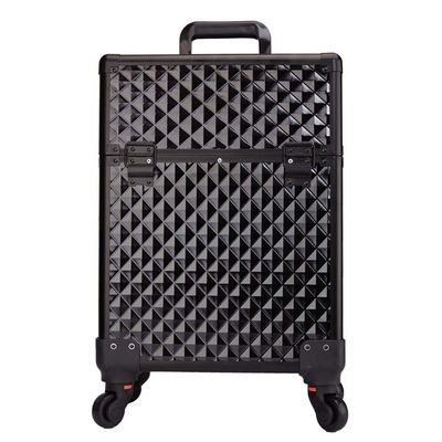 LSSOAZZVVN Aluminum Alloy Cosmetic Case Trolley with Wheel Beauty Vanity Case Salon Toolbox Multi-Layer Nail Storage Box (black)