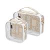 2 Pack Clear Decorative Toiletry Bag Small TSA Approved Boho Rose Gold Regular Texture Portable Large Cosmetic Bags for Women Travel Essential de maquillaje view 1