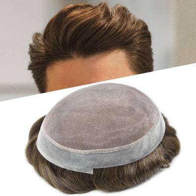 Toupee for Men Hair System Replacement Natural Black Mens Human Hair Piece Fine Mono Mens Toupee Hairpieces Clear Poly Skin Monofilament Wig
