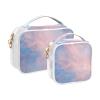2 Pack Clear Decorative Toiletry Bag Travel TSA Approved Blue Rose Marble Texture Chic Reusable Bags for Women Mens Shaving kit de maquillaje view 2
