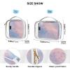 2 Pack Clear Decorative Toiletry Bag Travel TSA Approved Blue Rose Marble Texture Chic Reusable Bags for Women Mens Shaving kit de maquillaje view 4