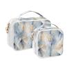 2 Pack Clear Decorative Toiletry Hanging Bag TSA Approved Argyle Mystery Blue Marble Golden Waterproof Travel Cosmetic Bag Mens Shaving kit Bolsa de maquillaje view 2