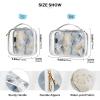 2 Pack Clear Decorative Toiletry Hanging Bag TSA Approved Argyle Mystery Blue Marble Golden Waterproof Travel Cosmetic Bag Mens Shaving kit Bolsa de maquillaje view 4