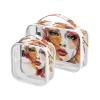 2 Pack Clear Decorative Toiletry Bag Small TSA Approved Abstract Girl with Leaves Multifunctional Small Makeup Bag Airport Airline Compliant para maquillaje view 1