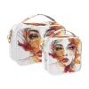 2 Pack Clear Decorative Toiletry Bag Small TSA Approved Abstract Girl with Leaves Multifunctional Small Makeup Bag Airport Airline Compliant para maquillaje view 2