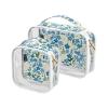 2 Pack Clear Decorative Men Toiletry Bag TSA Approved Small Flower Blue and Green Waterproof Small Cosmetic Bag Airport Airline Compliant Bolsa de maquillaje view 1