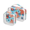 2 Pack Clear Decorative Toiletry Hanging Bag TSA Approved Flowers Turquoise and Coral Water-Resistant Makeup Brush Bag Travel Essential maquillaje para view 1