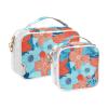 2 Pack Clear Decorative Toiletry Hanging Bag TSA Approved Flowers Turquoise and Coral Water-Resistant Makeup Brush Bag Travel Essential maquillaje para view 2