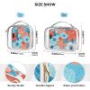 2 Pack Clear Decorative Toiletry Hanging Bag TSA Approved Flowers Turquoise and Coral Water-Resistant Makeup Brush Bag Travel Essential maquillaje para view 4