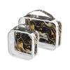 2 Pack Clear Decorative Toiletry Bag Hanging TSA Approved Swirling Black and Gold Marble Patterns Waterproof Cosmetic Bags for Women Mens Shaving kit de maquillaje view 1