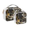2 Pack Clear Decorative Toiletry Bag Hanging TSA Approved Swirling Black and Gold Marble Patterns Waterproof Cosmetic Bags for Women Mens Shaving kit de maquillaje view 2