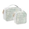 2 Pack Clear Decorative Hanging Travel Toiletry TSA Approved Light Green Luxury Marble Texture Multifunctional Large Cosmetic Bag Travel Essential de maquillaje para view 2