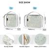 2 Pack Clear Decorative Hanging Travel Toiletry TSA Approved Light Green Luxury Marble Texture Multifunctional Large Cosmetic Bag Travel Essential de maquillaje para view 4