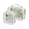 2 Pack Clear Decorative Mens Toiletry Travel Bag TSA Approved Calla Lily Flower Pastel Colors Mint Green Transparent Travel Makeup Bag Travel Essential de maquillaje para view 1