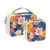 2 Pack Clear Decorative Hanging Travel Toiletry TSA Approved Hawaiian Style Tropical Flowers Palm Leaves Colorful Transparent Travel Makeup Bags Mens Shaving kit Bolsa de maquillaje view 2