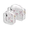 2 Pack Clear Decorative Toiletry Bags for Traveling Women TSA Approved Animal Rabbit Simple Line Cartoon Style Waterproof Makeup Brush Bag Travel Essential para maquillaje view 1