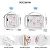 2 Pack Clear Decorative Toiletry Bags for Traveling Women TSA Approved Animal Rabbit Simple Line Cartoon Style Waterproof Makeup Brush Bag Travel Essential para maquillaje view 4