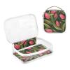 2 Pack Clear Decorative Mens Toiletry Travel TSA Approved Pink Tulipa Green Leaves Flat Illustration Style Reusable Makeup Brush Bag Mens Shaving kit maquillaje para view 3