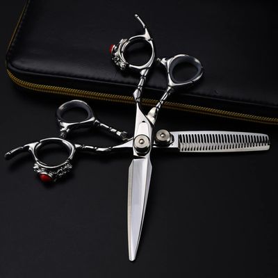 Hair Cutting, 6 Inch Professional JP 440c Steel Upscale Scissor Ring Cutting Barber Haircut Thinning Hairdresser Set