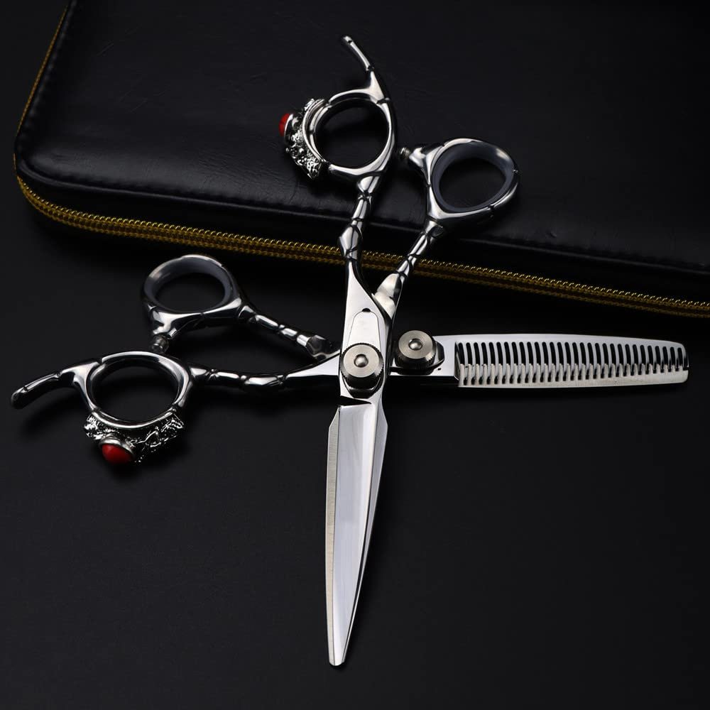 Hair Cutting, 6 Inch Professional JP 440c Steel Upscale Scissor Ring Cutting Barber Haircut Thinning Hairdresser Set