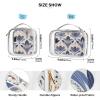 2 Pack Clear Decorative Travel Bag Toiletry TSA Approved Retro French Flower Pattern Orange Blue Transparent Bags for Women Airport Airline Compliant de maquillaje view 4