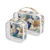 2 Pack Clear Decorative Hanging Travel Toiletry TSA Approved Floralmorphic Letter Z White Lily Flower Oil Painting Style Reusable Makeup Brush Bag Mens Shaving kit para maquillaje view 1