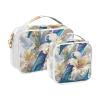 2 Pack Clear Decorative Hanging Travel Toiletry TSA Approved Floralmorphic Letter Z White Lily Flower Oil Painting Style Reusable Makeup Brush Bag Mens Shaving kit para maquillaje view 2
