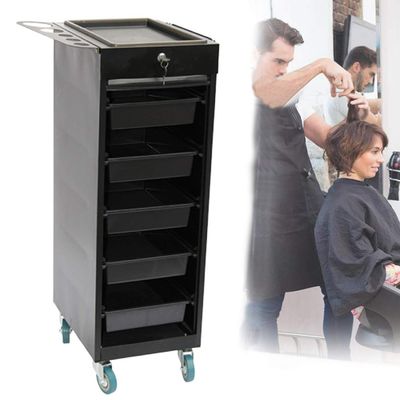 Salon Trolley 6 Tiers with Hair Dryer Holder Professional High Capacity Beauty Tool Storage Cart for Massage Hairdresser