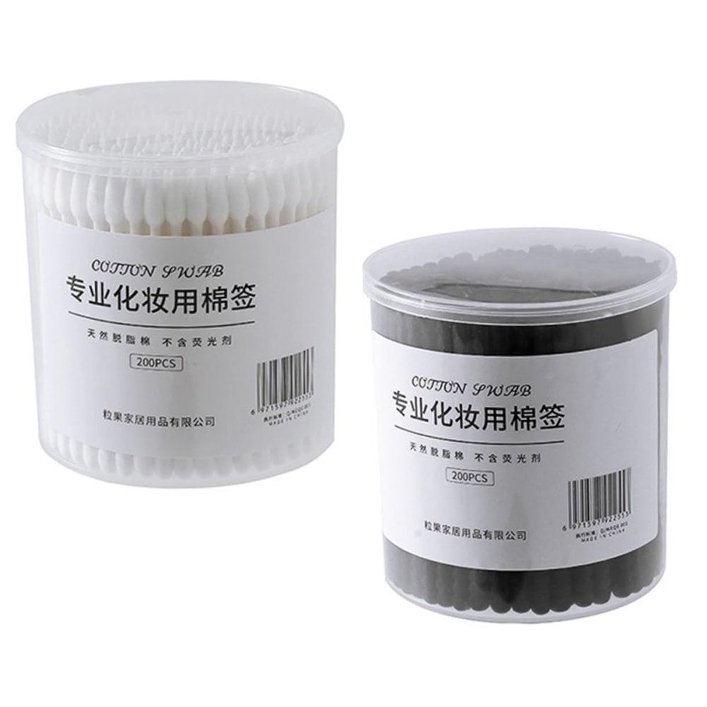LIFKOME 400pcs Double-ended Cotton Swabs for Ears Face Makeup Sanitary Dust Absorbent Compact for Travel