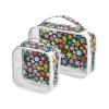 2 Pack Clear Decorative Toiletry Bags for Traveling Women TSA Approved Retro Blue Flower Country Style Transparent Cosmetic Bags for Women for Purse Shaving Essentials Bolsa de almacenamiento view 1
