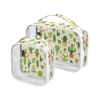 2 Pack Clear Decorative Toiletry Bags for TSA Approved Cactus Green Cartoon Water-Resistant Makeup Brush Bag Shaving Essentials para maquillaje view 1