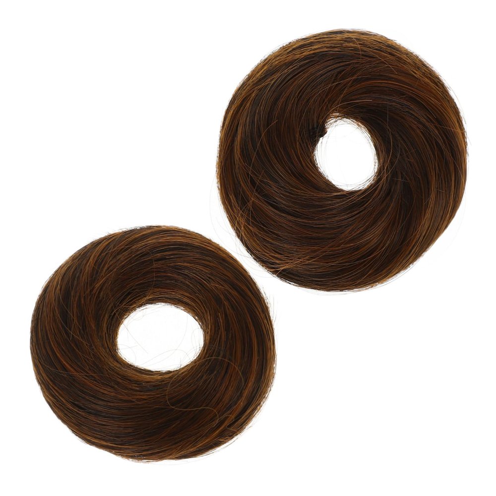 AUTSUPPL 2pcs Donut Hair Bun Holders Natural Look Hair Extensions Scrunchies for Women and Girls Easy to Use Synthetic Hairpieces Light Brown