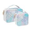 2 Pack Clear Decorative Travel Toiletry Bags TSA Approved Pink Blue Marble Leopard Print Reusable Makeup Travel Bag Mens Shaving kit de maquillaje para view 2